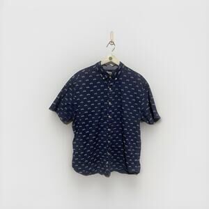 Crown‎ & Ivy Shirt Blue And White Bicycle XL Button Up Short Sleeve